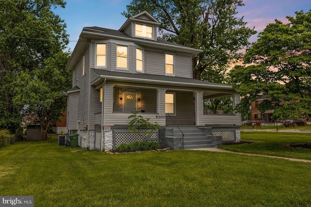 5300 Merceron Ave, Baltimore, MD 21207 - traditional style home featuring a porch, a yard, and cooling unit