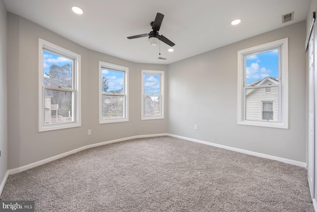 5300 Merceron Ave, Baltimore, MD 21207 - unfurnished room featuring carpet floors, a ceiling fan, baseboards, and recessed lighting