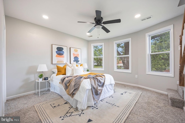 5300 Merceron Ave, Baltimore, MD 21207 - bedroom with multiple windows, baseboards, carpet flooring, and recessed lighting