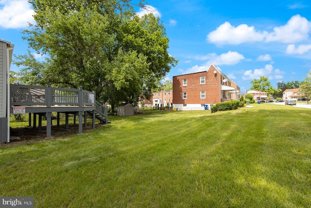 5300 Merceron Ave, Baltimore, MD 21207 - view of grassy yard featuring a deck and stairway