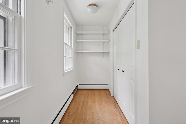 425 Wister Rd, Wynnewood, PA 19096 - spacious closet with a baseboard heating unit and light wood-style floors