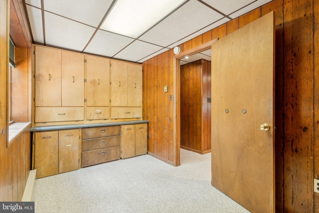 26140 Mullinix Mill Rd, Mount Airy, MD 21771 - bar featuring wooden walls, a paneled ceiling, and light carpet