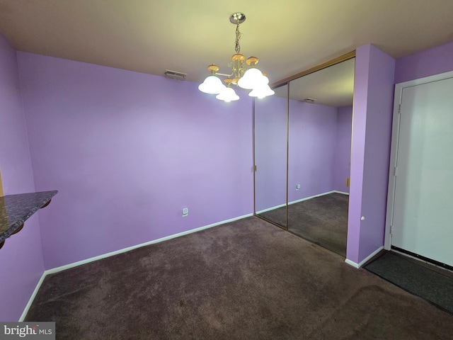 2704 Adams Ct, North Wales, PA 19454 - unfurnished dining area featuring carpet, a chandelier, and baseboards