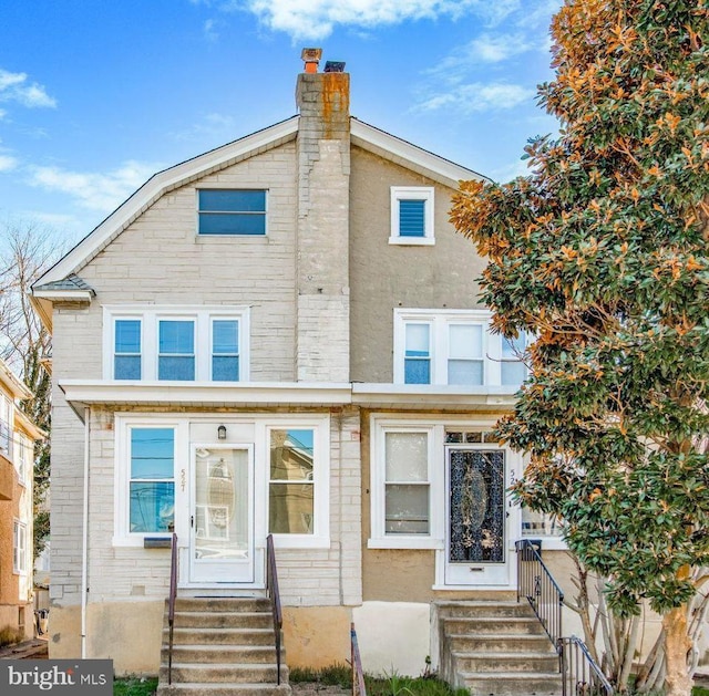 527 Brookside Ave, Lansdowne, PA 19050 - view of front of house with entry steps and a chimney