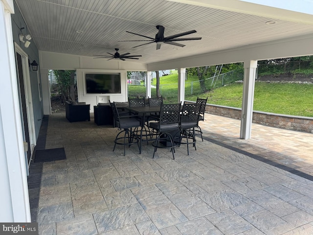 15709 Presswick Ln, Bowie, MD 20716 - view of patio / terrace featuring a ceiling fan and outdoor dining space