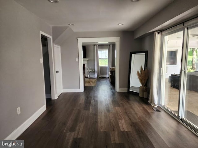 15709 Presswick Ln, Bowie, MD 20716 - corridor with dark wood-style floors, baseboards, and recessed lighting