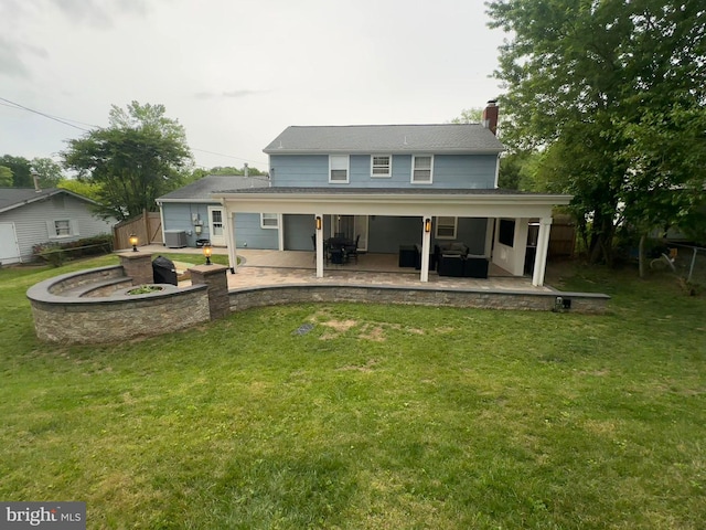 15709 Presswick Ln, Bowie, MD 20716 - back of property with a chimney, a patio, and cooling unit