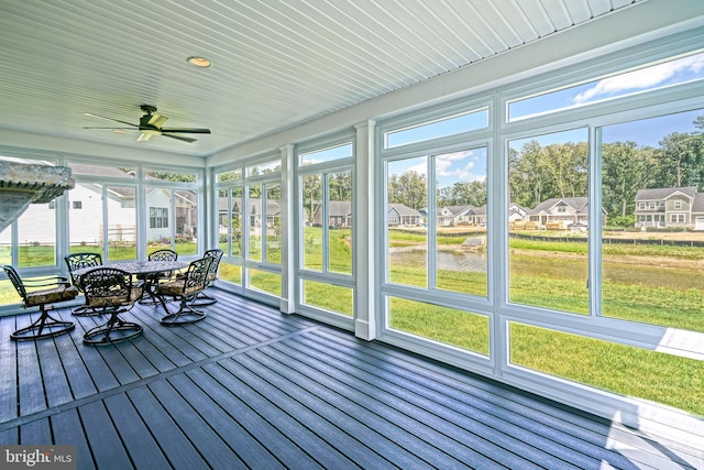 35024 Black Walnut Dr, Lewes, DE 19958 - sunroom / solarium with a ceiling fan, a residential view, and outdoor dining area
