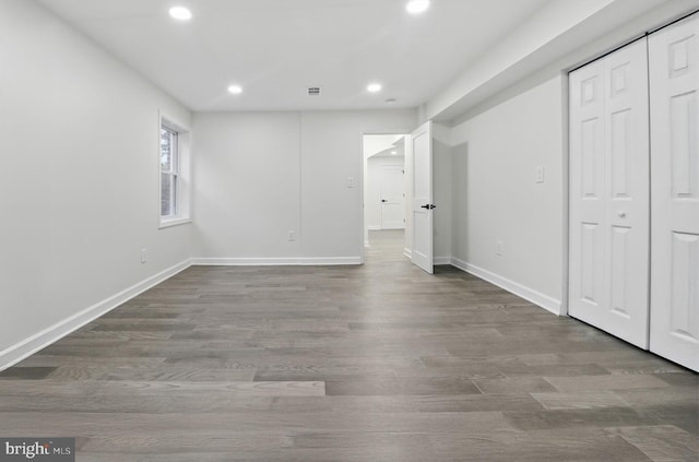 7746 16th St NW, Washington, DC 20012 - unfurnished bedroom with recessed lighting, baseboards, wood finished floors, and a closet