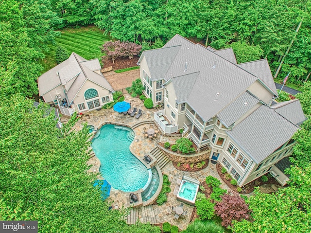 5026 Huntwood Manor Dr, Fairfax, VA 22030 - aerial view of property and surrounding area with a pool area