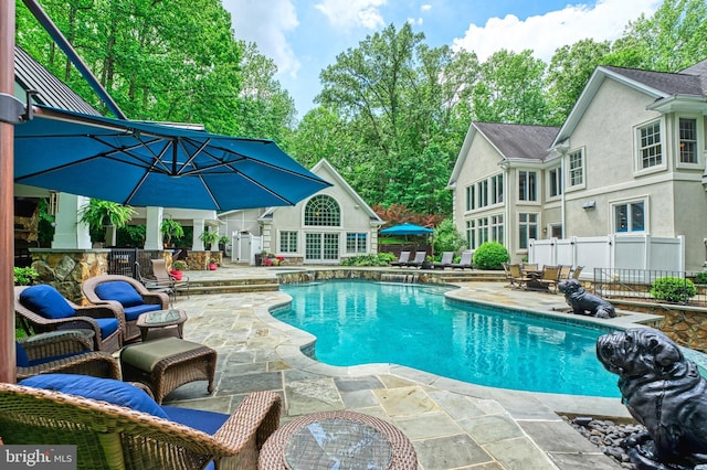 5026 Huntwood Manor Dr, Fairfax, VA 22030 - swimming pool featuring a patio and an outdoor structure