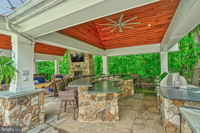 5026 Huntwood Manor Dr, Fairfax, VA 22030 - view of patio with area for grilling, a gazebo, and ceiling fan