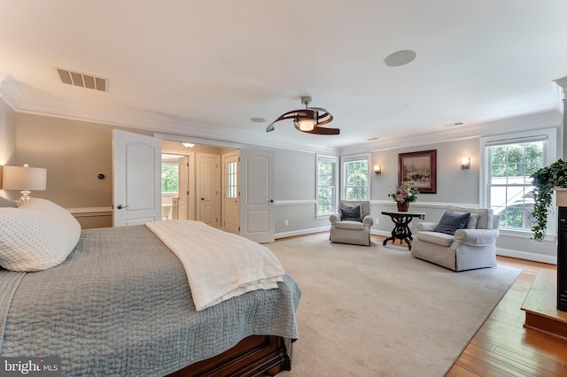 5026 Huntwood Manor Dr, Fairfax, VA 22030 - bedroom with ornamental molding, baseboards, and light wood-style floors