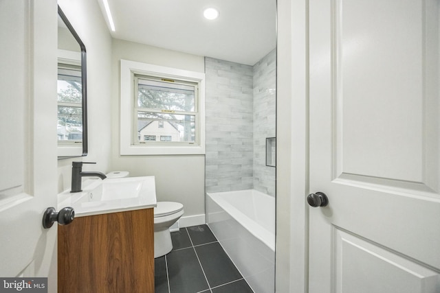 2831 Goucher Ave, Delanco, NJ 08075 - full bath featuring toilet, tile patterned floors, vanity, shower / bath combination, and baseboards