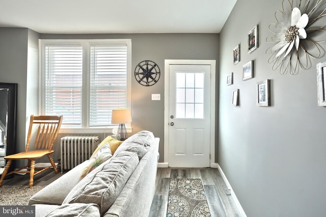 310 E S St, York, PA 17403 - entryway featuring radiator, wood finished floors, and baseboards