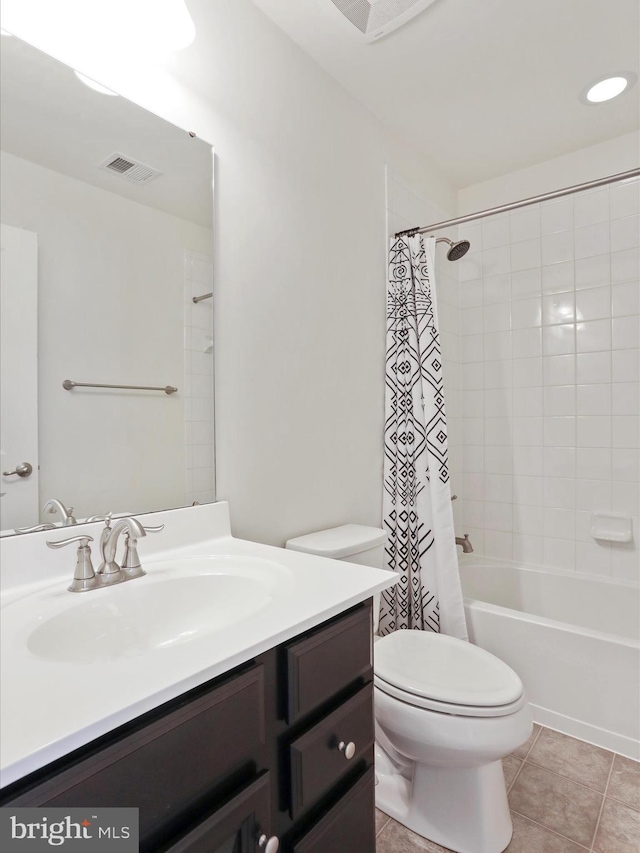 100 Norwood Dr, Falling Waters, WV 25419 - bathroom with toilet, vanity, shower / bath combination with curtain, and tile patterned flooring