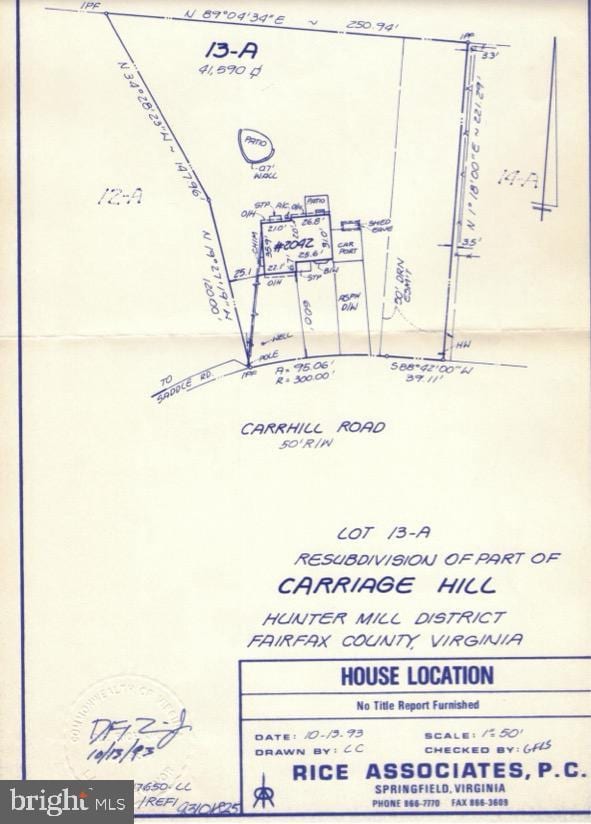 2042 Carrhill Rd, Vienna, VA 22181 - survey map / technical document