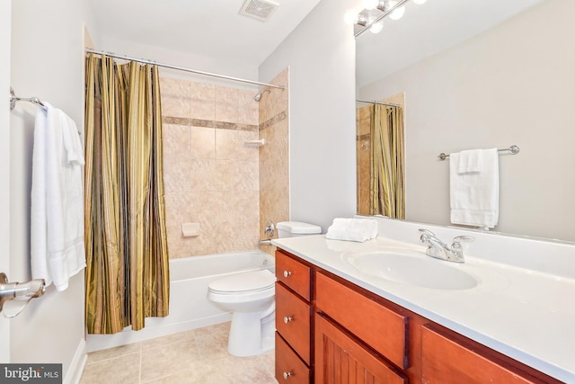 3530 Schuerman House Dr, Fairfax, VA 22031 - bathroom featuring vanity, toilet, tile patterned floors, and shower / tub combo with curtain