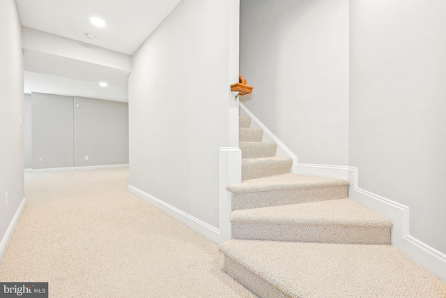3530 Schuerman House Dr, Fairfax, VA 22031 - staircase with baseboards, recessed lighting, and carpet