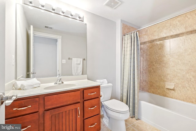 3530 Schuerman House Dr, Fairfax, VA 22031 - bathroom with toilet, vanity, tile patterned floors, and shower / bath combo with shower curtain