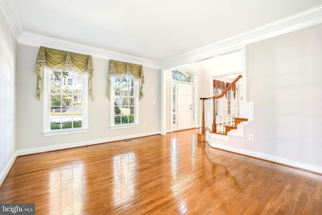 3530 Schuerman House Dr, Fairfax, VA 22031 - foyer entrance featuring crown molding, hardwood / wood-style flooring, stairs, and baseboards