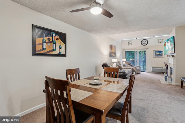 700 Avondale Rd Unit Ph-12, Wallingford, PA 19086 - dining space with a textured ceiling, carpet floors, ceiling fan, and baseboards