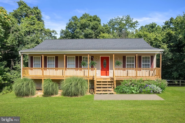 430 Cedar Creek Dr, Harpers Ferry, WV 25425 - view of front of home featuring covered porch, a front yard, and a shingled roof