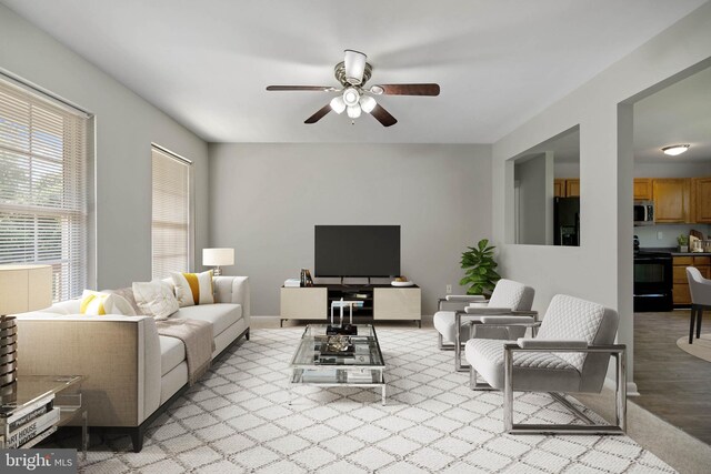 430 Cedar Creek Dr, Harpers Ferry, WV 25425 - living room featuring a ceiling fan