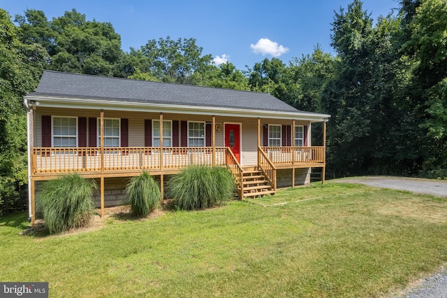 430 Cedar Creek Dr, Harpers Ferry, WV 25425 - view of front facade featuring covered porch, a front yard, and a shingled roof