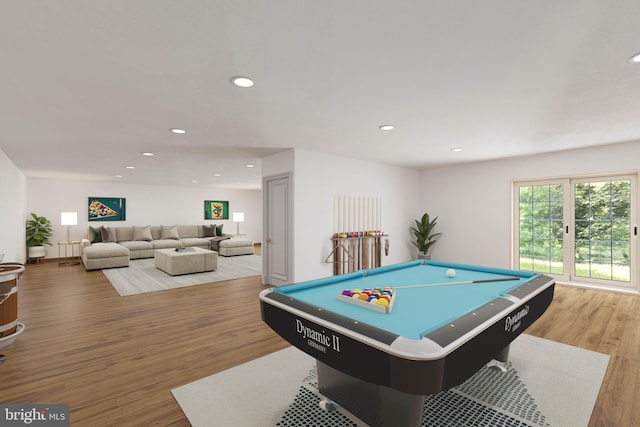 430 Cedar Creek Dr, Harpers Ferry, WV 25425 - recreation room featuring billiards table, wood finished floors, and recessed lighting
