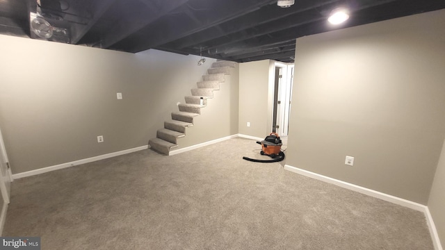 248 W Edgevale Rd, Baltimore, MD 21225 - finished below grade area with carpet flooring, stairs, and baseboards