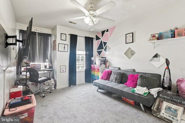 361 Union St, Trenton, NJ 08611 - living room with ceiling fan and carpet floors