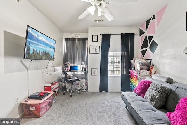 361 Union St, Trenton, NJ 08611 - carpeted office featuring a ceiling fan and baseboards