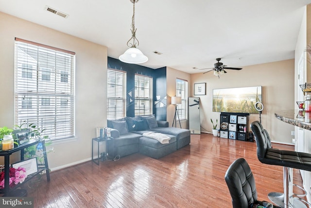 361 Union St, Trenton, NJ 08611 - living room with plenty of natural light, hardwood / wood-style flooring, and ceiling fan