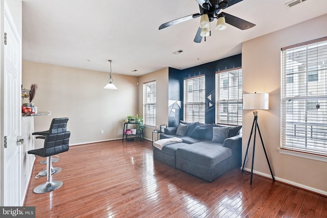 361 Union St, Trenton, NJ 08611 - living area with healthy amount of natural light, ceiling fan, and wood-type flooring