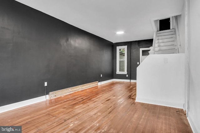 342 W Gay Ave, York, PA 17401 - unfurnished room with wood finished floors, baseboards, and stairway