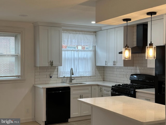 4304 Oakmont St, Philadelphia, PA 19136 - kitchen featuring black appliances, a sink, tasteful backsplash, light countertops, and white cabinetry