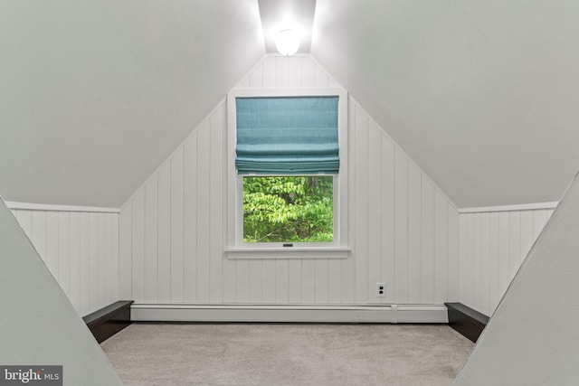 819 Elwood Rd, Hammonton, NJ 08037 - additional living space with a baseboard radiator, lofted ceiling, and carpet flooring