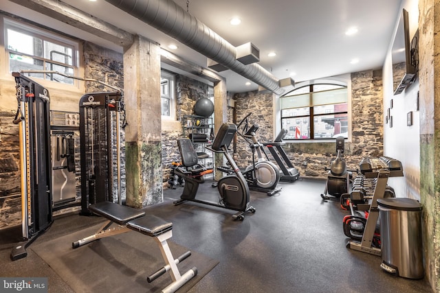 41 W Lemon St Unit 505, Lancaster, PA 17603 - exercise room with healthy amount of natural light and recessed lighting