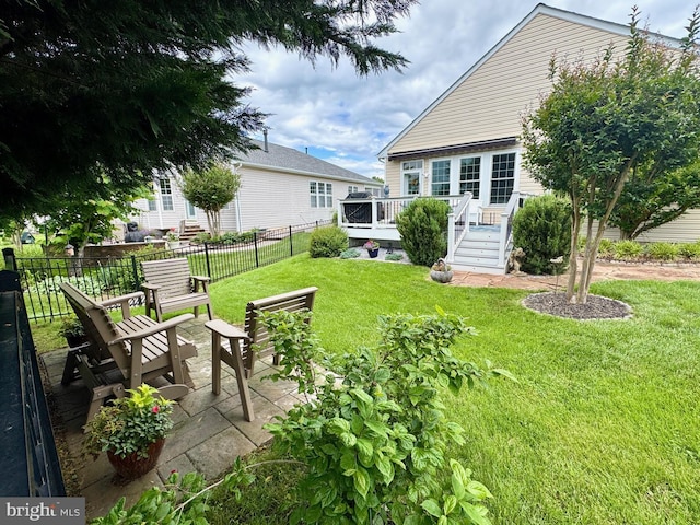 3599 Sutherland Ct, Warrenton, VA 20187 - view of yard with a deck, a patio, and stairway