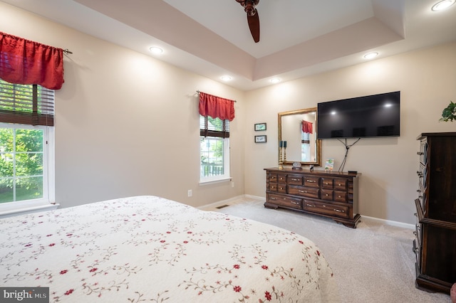 3599 Sutherland Ct, Warrenton, VA 20187 - carpeted bedroom with multiple windows, recessed lighting, baseboards, and a tray ceiling