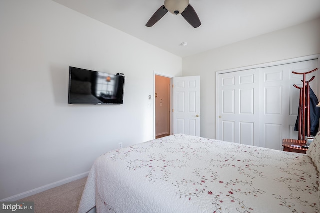3599 Sutherland Ct, Warrenton, VA 20187 - bedroom with carpet floors, baseboards, a closet, and ceiling fan