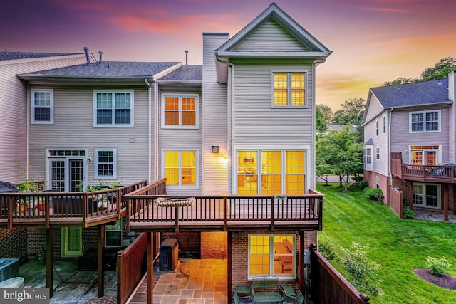 1251 Wild Hawthorn Way, Reston, VA 20194 - back of house featuring a patio, a yard, a wooden deck, and cooling unit