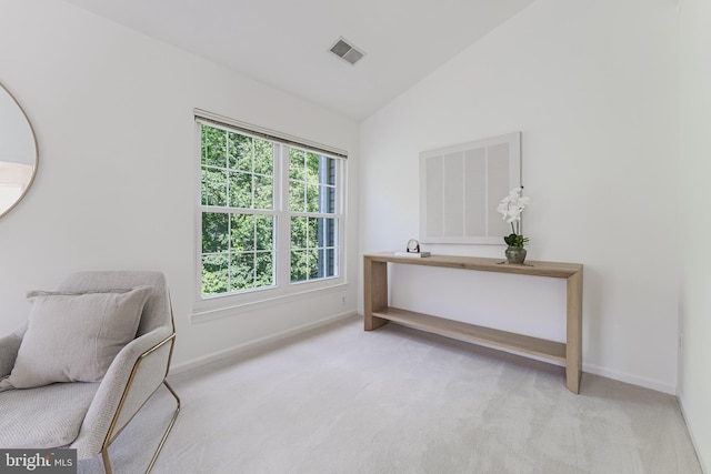 1251 Wild Hawthorn Way, Reston, VA 20194 - sitting room with carpet, lofted ceiling, and baseboards