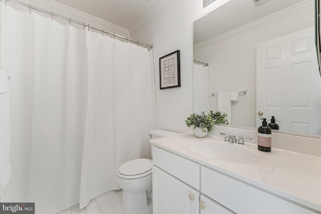 1251 Wild Hawthorn Way, Reston, VA 20194 - full bath with ornamental molding, vanity, toilet, and tile patterned floors