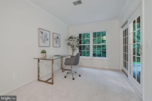 1251 Wild Hawthorn Way, Reston, VA 20194 - carpeted home office featuring crown molding and baseboards