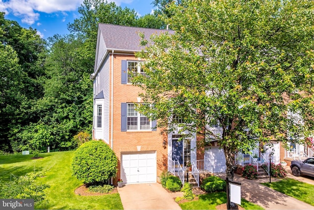 1251 Wild Hawthorn Way, Reston, VA 20194 - view of front of property featuring brick siding, driveway, a garage, and a front lawn