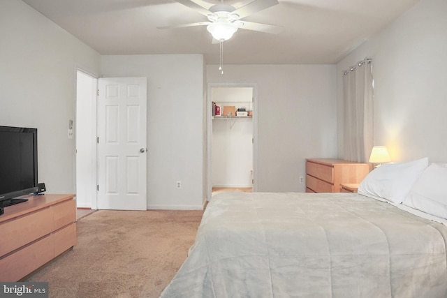 102 Gardengate Rd, Camden Wyoming, DE 19934 - bedroom featuring light colored carpet, a walk in closet, ceiling fan, and baseboards