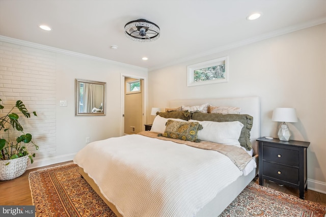 2709 Emmet Rd, Silver Spring, MD 20902 - bedroom with wood finished floors, baseboards, ornamental molding, and recessed lighting
