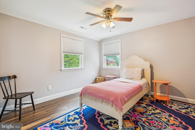 2709 Emmet Rd, Silver Spring, MD 20902 - bedroom with baseboards, wood finished floors, and ceiling fan